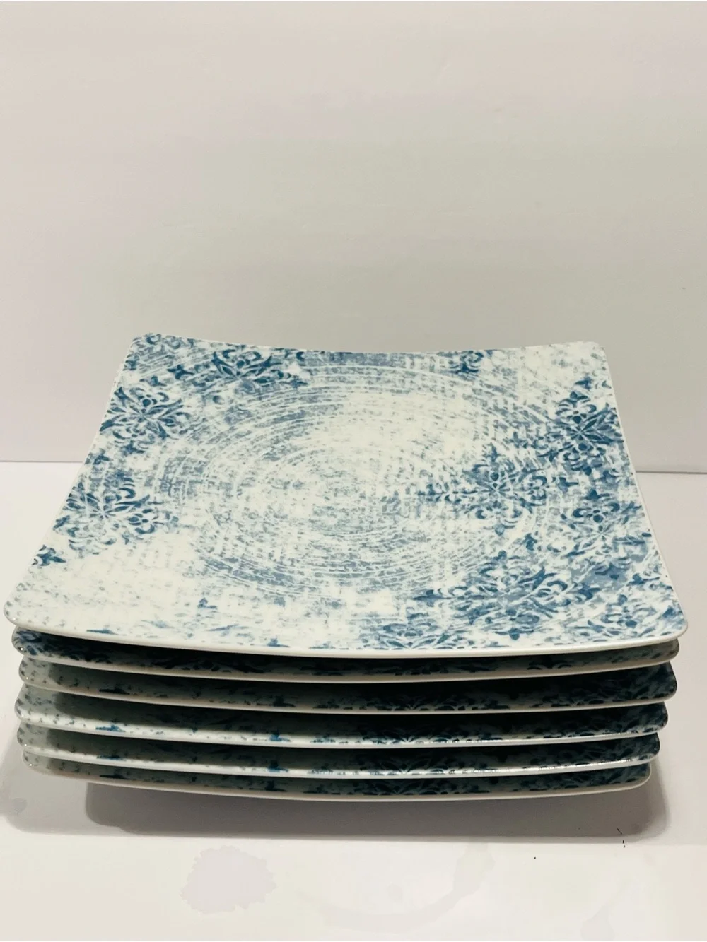 Schonwald Shabby Chic Blue Square Dinner Plates Set of 6 Made in Germany